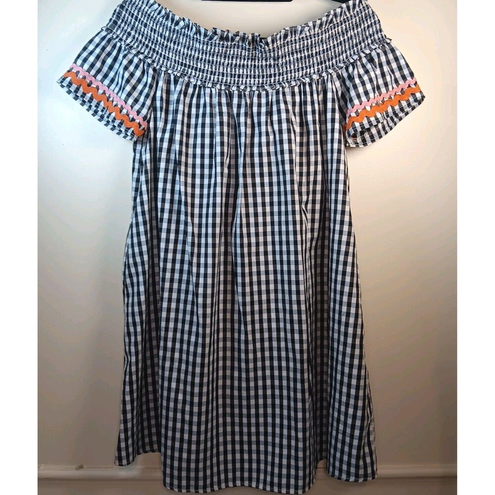 🤍🖤 ANTHROPOLOGIE Philosophy GINGHAM Top TUNIC Mini DRESS Babydoll Small 🖤🤍